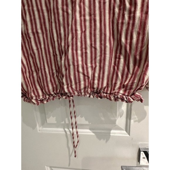 Volcom Top White/Red Blouse 100% Cotton Short Sleeve V-Neck Women's Size XL (12) - Picture 14 of 15